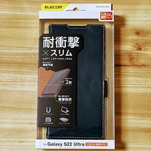 エレコム Galaxy S22 Ultra 手帳型ケース SCG14 SC-52C カバー ネイビー マグネット ストラップホール 薄型 磁石 カードポケット 614_画像9