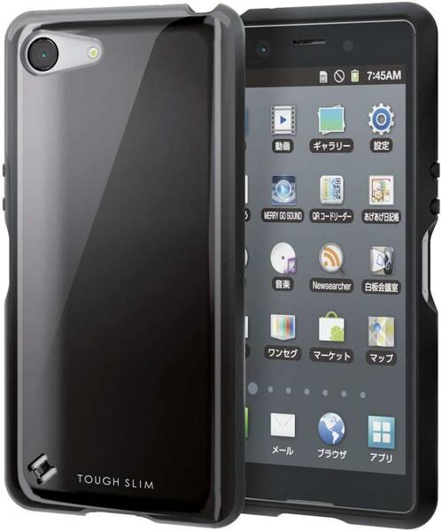 エレコム Xperia Ace SO-02L用 TOUGH SLIM カバー ケース ハード エアクッション 衝撃吸収 ブラック ストラップホール 929