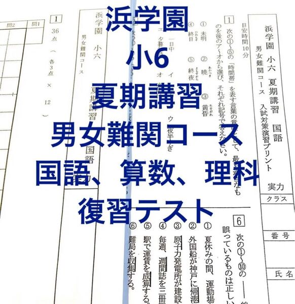 浜学園 小6 夏期講習 男女難関コース