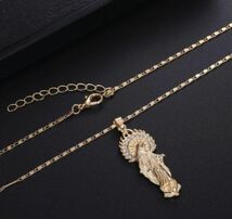 新品 18kgpゴールド ダイヤモンドcz マリアコインネックレス 45cm メンズレディース☆ 上質 大人気 Maria coin necklace_画像3