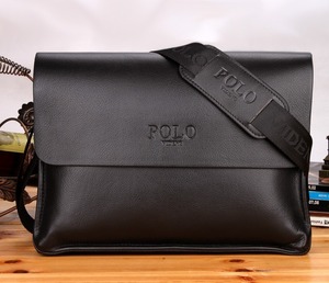 1円～ POLO VIDENG 新品 メンズ ショルダーバッグ ブラック 黒 横型 高級PUレザー ビジネス 大人気 ブランド 多機能 機能性 耐久 上質 質感