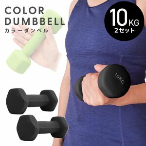  dumbbell 10kg 2 piece set color dumbbell iron dumbbells weight training .tore diet .tore diet black new goods unused 