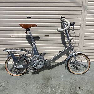 y3354 折り畳み自転車 シルバー 荷台付き おりたたみ 自転車 コンパクト アウトドア キャンプ 釣り ドライブ 動作未確認 ジャンク