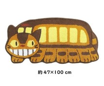 【即納】トトロとネコバスのアクセントマット ていしゃ ネコバス 約47×100cm イエロー センコー ジブリ ダイカットデスクマット_画像1