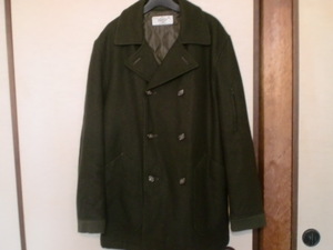 ** beautiful goods Vintage *made In japan* Ships /SHIPS wool 90% Short pea coat size 3 size L moss green **