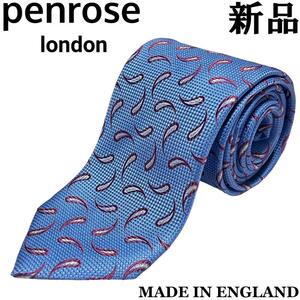 【新品◆英国製】Penrose ペンローズ シルク ネクタイ ペイズリー ドット ブルー ダークレッド ライトイエロー 青 赤 黄 7