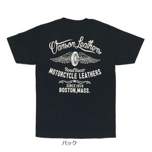 XLサイズ VANSON バンソン WHEEL&WING 半袖Tシャツ 882V068 ブラック