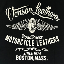 Lサイズ VANSON バンソン WHEEL&WING 半袖Tシャツ 882V068 ブラック_画像3