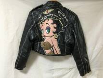 〇T261〇USED MAZIAR LEATHER GALLERY ベティ・ブープ BETTY BOOP ブルゾン 革ジャン ライダースジャケット Mサイズ _画像1