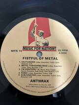 ◎T556◎LP レコード Anthrax アンスラックス/Fistful Of Metal/MFN 14/1984年/UKオリジナル盤_画像4