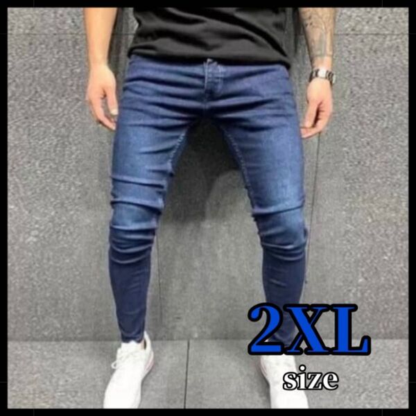 メンズ デニム インディゴ 2XL スキニー ストレッチ パンツ ジーパン