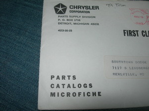 В то время, Chrysler Parts Catalogs Microfiche 1979 г. Chrysler Catters Catalog Microfish Micro -пленка 7 штук Mopar