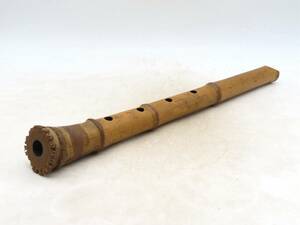 K5761 時代和楽器 都山流 尺八 古竹製 内塗 竹縦笛 伝統和楽器 古道具 茶道具 古美術 OS02