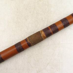 K5926 竹製 篠笛 全長62cm 笛袋付 竹横笛 竹笛 伝統和楽器 古道具 茶道具 古美術の画像8
