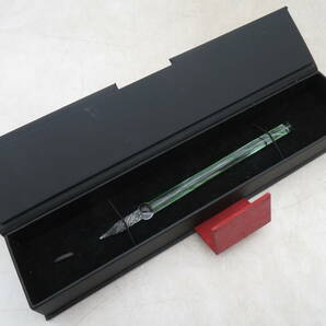 K5947 ガラスペン 硝子ペン ガラス細工 共箱 万年筆 つけペン 筆記具 文房具 硝子工芸 長さ約15.2cmの画像1
