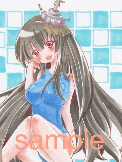 Doujin رسم توضيحي للعمل الفني KanColle Fuso School Swimsuit B5, كاريكاتير, سلع الانمي, رسم توضيحي مرسومة باليد