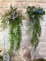 光触媒　人工観葉植物　ウォールグリーン　フェイクグリーン　壁掛けウッド２個セット_画像2