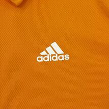 90’s adidas(アディダス)ハーフジップ ポロシャツ プリントロゴ 半袖 メンズM オレンジ系_画像5