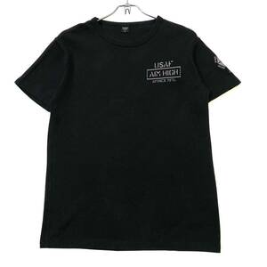 良品 AVIREX/アヴィレックス コットン100% Tシャツ メンズL ブラック 鹿子編み 