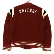 DUFFER(ダファー)ウールスタジャン ワッペンロゴ 中綿入りブルゾン メンズL レッド系/ホワイト/ブラック_画像3