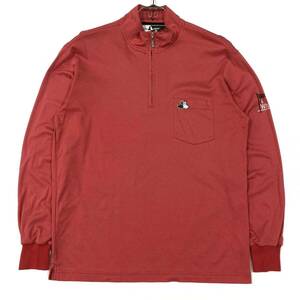 Blak&White( black and white ) half Zip polo-shirt with long sleeves embroidery Logo men's M red group 