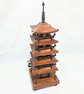  木製 五重の塔　卓上ランプ　置物　アンティーク