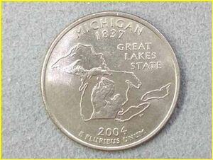 【アメリカ 50州25セント硬貨《ミシガン州》/2004年】クォーターダラーコイン/50州25セント硬貨プログラム/The 50 State Quarters Program