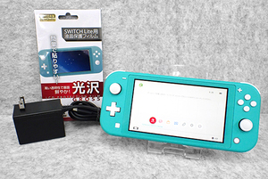 ☆【中古 良品】Nintendo Switch Lite ターコイズ HDH-S-BAZAA 任天堂 ニンテンドー スイッチ ライト ACアダプタ・フィルム付き(PZ80-16)