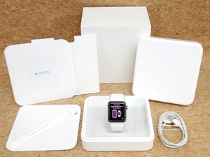 ☆【中古】Apple Watch Series2 GPSモデル 38mm ステンレススチールケース と ホワイトスポーツバンド MNTC2J/A(PZ75-27)