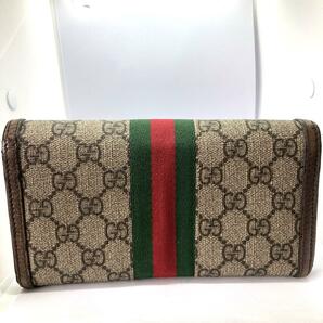 現行/人気型● GUCCI グッチ メンズ レディース 長財布 コンチネンタルウォレット オフィディア シェリーライン GGスプリーム レザー×PVC の画像4