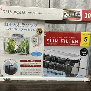 GEX 水槽セット スリム AQUA ・ホワイトセット・３００s●ジェックス 金魚 スリムフィルターをセット●ガラス製品 新品未開封●即決の画像1