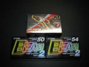 TDK ハイポジカセットテープ　SR70, BEAM2 50 それぞれ2本セット計4本　未使用品