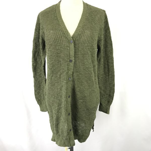 タグ付新古品★サマンサモスモス/Samansa Mos2★麻25%/薄手/長袖ニットカーディガン【レディースM/カーキ】cardigan◆BH583
