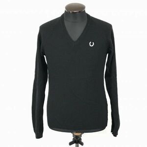 イタリア製★ラフシモンズ×フレッドペリー★ウール長袖セーター【メンズXS/黒】RAF SIMONS/FRED PERRY/サンフレール社タグ◆BF969