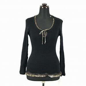 送料込★イタリア製★maglificio di borgomanero★長袖カットソー/Tシャツ【3/レディースL/黒】◆BF980