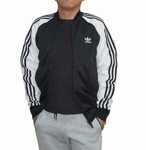 adidas アディダス オリジナルス ジャージ スーパースター IK7025 トラックジャケット メンズ 黒 白 春物 秋物 ブラック ホワイト サイズL