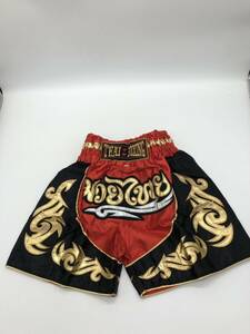 【新品】【THAI BOXING】 ムエタイパンツ キッズSサイズ 赤/黒　②