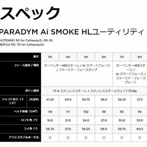 新品★キャロウェイ★PARADYM パラダイム Ai SMOKE HL ユーティリティ★2024★4H 21°★S★フジクラ Fujikura MC 70 for CW★日本正規品の画像9