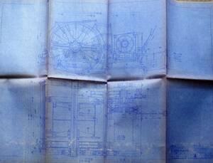 f24030850〇常磐炭鉱納 １５０HP電動巻上機 青焼図面 炭鉱機械文献書類図面 炭鉱歴史参考資料 昭和２０年代後半朝鮮特需の頃