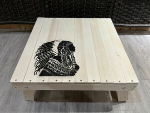 テーブル 木製 折りたたみ キャンプ アウトドア 460×455×195 曼荼羅 民族柄 インディアン