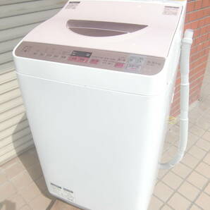 ★◇全自動洗濯乾燥機 5.5kg/3.5kg シャープ ES-TX5A-P 2017年製 ピンク系 良品 中古 温風乾燥 お部屋まで搬入 送料無料 即決 9118の画像1