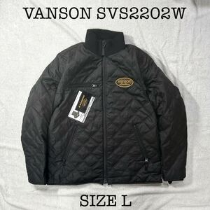 VANSON SVS2202W BK Lサイズ バンソン キルティング ナイロンジャケット 中綿入り 防水 防風 本革ワッペン 新品 正規 A60306-33