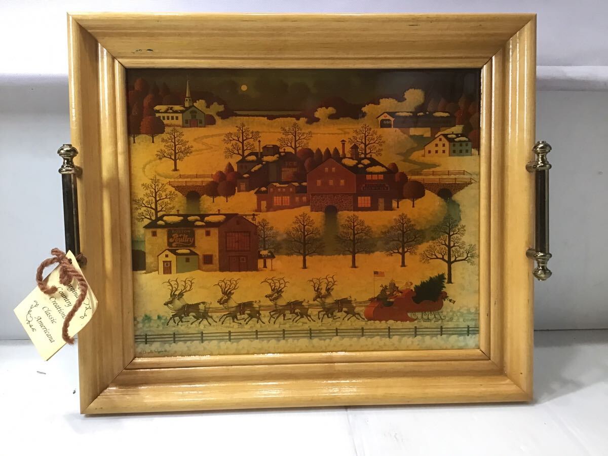 Charles Wysocki painting Christmas tray framed interior, Artwork, Painting, others