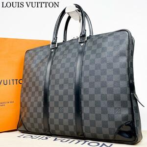 LOUIS VUITTON ダミエ グラフィット ポルトドキュマン N41125 ブリーフケース ビジネスバッグ レザー PVC 黒 メンズ ルイヴィトン 1円