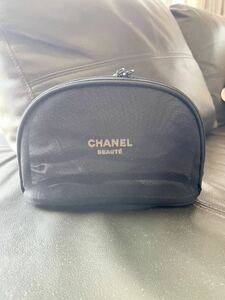 美品！CHANEL シャネル ノベルティ コスメポーチ ブラック メッシュ ポーチ ノベルティー 黒