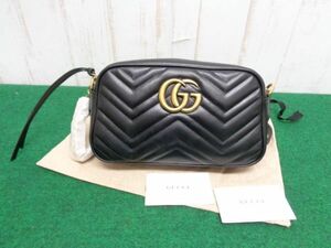 【中古美品】GUCCI/グッチ/レディース/GGマーモントチェーンショルダーバッグ/ブラック　M661