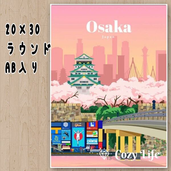 【541】ダイヤモンドアートキット ラウンドビーズAB入り　大阪　Osaka