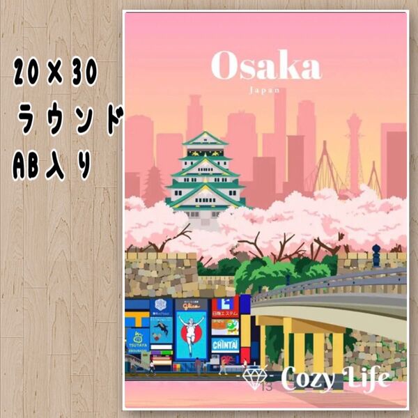 【541】ダイヤモンドアートキット ラウンドビーズAB入り　大阪　Osaka