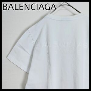 BALENCIAGA バレンシアガ☆バックプリントTシャツ　ホワイト　白　シンプル　上質　M相当　ポルトガル製　半袖　クルーネック