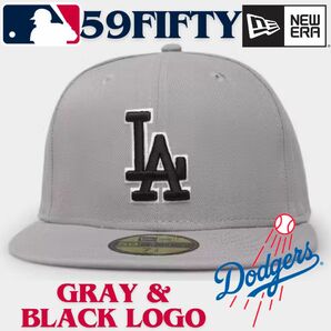 【海外限定】758 ニューエラ ロサンゼルスドジャース 59FIFTY グレー MLB Los Angeles Dodgers